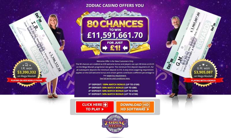 Zodiac Casino 80 Free Spins