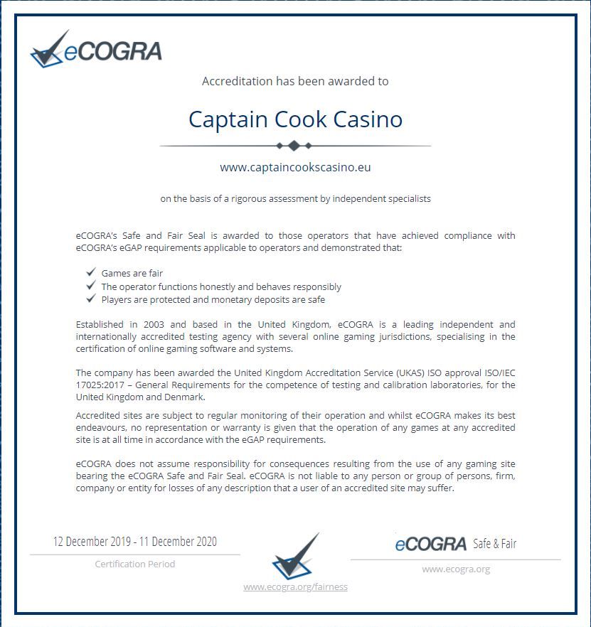 ecogra captain cooks casino